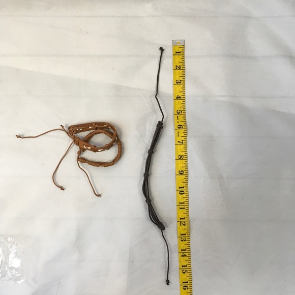 Genuine Leather Unisex 3 Piece Wristband Bracelet - Picture 3 of 8